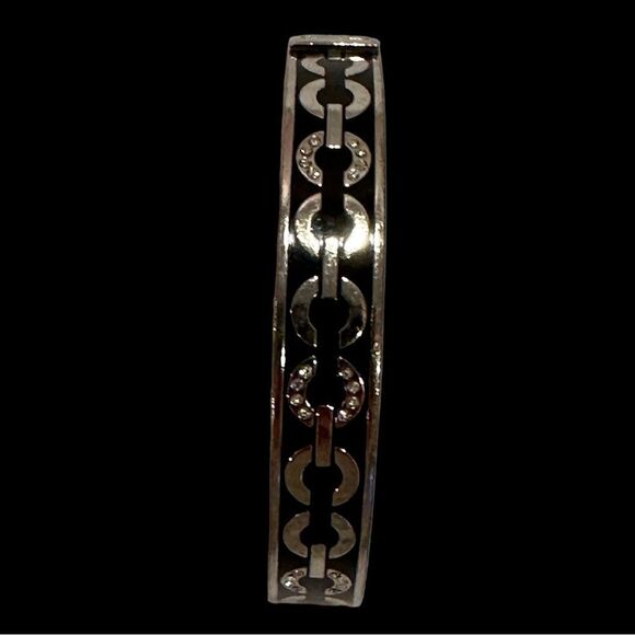 COACH BANGLE 100% AUTHENTIC BLACK AND SILVER FORWARD & BACKWARD C’S - Picture 1 of 1